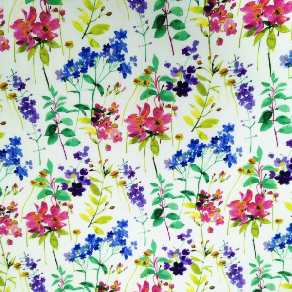 100% Floral Cotton - BRIGHT FLOWERS